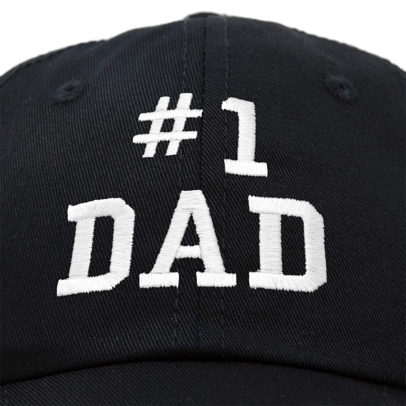 DALIX #1 Dad Hat Number One Embroidered Baseball Cap Black - Image 2